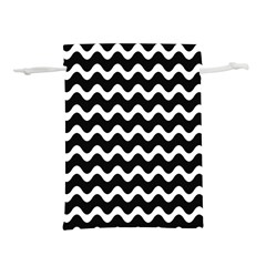 Illustration Black White Wave Pattern Wavy Halftone Lightweight Drawstring Pouch (l) by Wegoenart