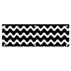 Illustration Black White Wave Pattern Wavy Halftone Banner And Sign 6  X 2  by Wegoenart