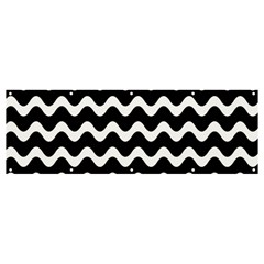 Illustration Black White Wave Pattern Wavy Halftone Banner And Sign 12  X 4  by Wegoenart