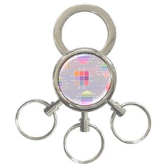 Illustration Pastel Shape Geometric 3-ring Key Chain by Wegoenart