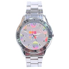 Illustration Pastel Shape Geometric Stainless Steel Analogue Watch