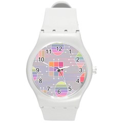 Illustration Pastel Shape Geometric Round Plastic Sport Watch (M)