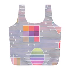 Illustration Pastel Shape Geometric Full Print Recycle Bag (l) by Wegoenart