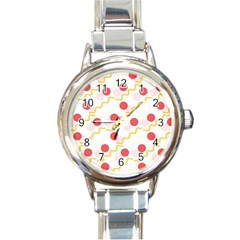 Line Patter Dots Dot Lines Decorative Round Italian Charm Watch by Wegoenart