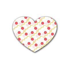 Line Patter Dots Dot Lines Decorative Rubber Coaster (heart) by Wegoenart