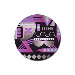 Illustration Background Abstract Geometric Rubber Round Coaster (4 Pack) by Wegoenart