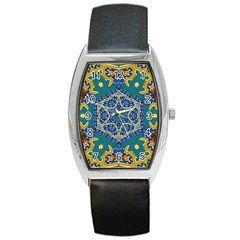 Illustration Art Pattern Design Wallpaper Barrel Style Metal Watch by Wegoenart