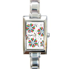 Illustration Colorful Flowers Floral Pattern Rectangle Italian Charm Watch by Wegoenart