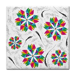 Illustration Colorful Flowers Floral Pattern Tile Coaster by Wegoenart