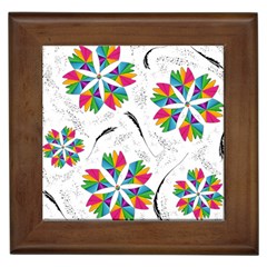 Illustration Colorful Flowers Floral Pattern Framed Tile by Wegoenart