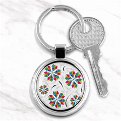 Illustration Colorful Flowers Floral Pattern Key Chain (round) by Wegoenart