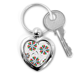 Illustration Colorful Flowers Floral Pattern Key Chain (heart) by Wegoenart