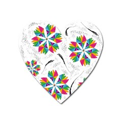 Illustration Colorful Flowers Floral Pattern Heart Magnet by Wegoenart