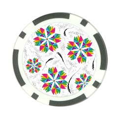 Illustration Colorful Flowers Floral Pattern Poker Chip Card Guard by Wegoenart