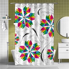 Illustration Colorful Flowers Floral Pattern Shower Curtain 48  X 72  (small)  by Wegoenart