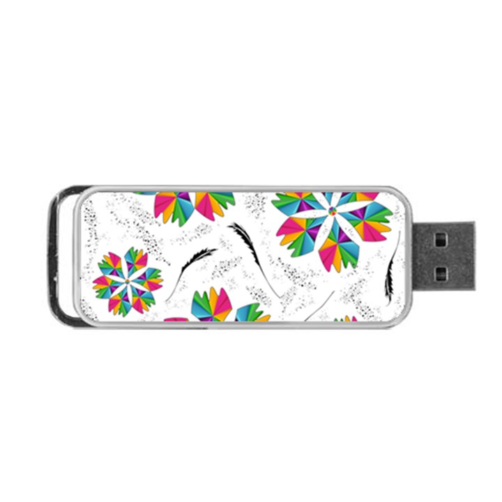 Illustration Colorful Flowers Floral Pattern Portable USB Flash (One Side)