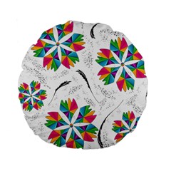 Illustration Colorful Flowers Floral Pattern Standard 15  Premium Round Cushions by Wegoenart