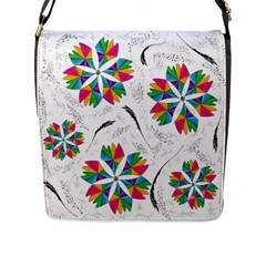 Illustration Colorful Flowers Floral Pattern Flap Closure Messenger Bag (l) by Wegoenart