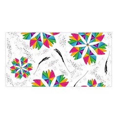 Illustration Colorful Flowers Floral Pattern Satin Shawl 45  X 80  by Wegoenart