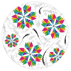 Illustration Colorful Flowers Floral Pattern Round Trivet by Wegoenart