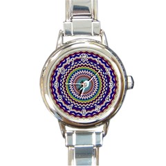 Illustration Kaleidoscope Geometric Circles Round Italian Charm Watch by Wegoenart