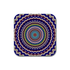 Illustration Kaleidoscope Geometric Circles Rubber Square Coaster (4 Pack) by Wegoenart