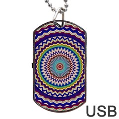 Illustration Kaleidoscope Geometric Circles Dog Tag Usb Flash (one Side) by Wegoenart