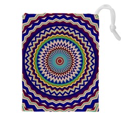 Illustration Kaleidoscope Geometric Circles Drawstring Pouch (5xl) by Wegoenart