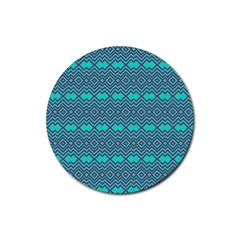 Chevron Zigzag Pattern Rubber Coaster (round) by Wegoenart