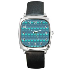 Chevron Zigzag Pattern Square Metal Watch by Wegoenart