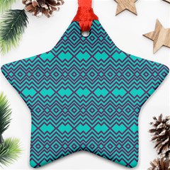 Chevron Zigzag Pattern Star Ornament (two Sides) by Wegoenart