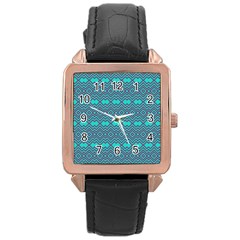 Chevron Zigzag Pattern Rose Gold Leather Watch 