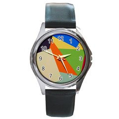 Illustration Colored Paper Abstract Background Round Metal Watch by Wegoenart