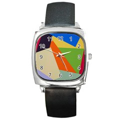 Illustration Colored Paper Abstract Background Square Metal Watch by Wegoenart