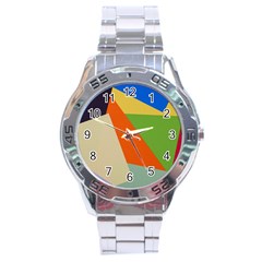 Illustration Colored Paper Abstract Background Stainless Steel Analogue Watch by Wegoenart