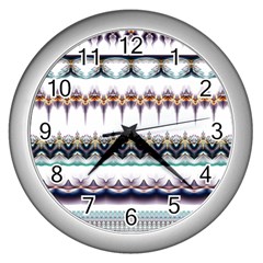 Illustration Geometric Art Dividers Borders Wall Clock (silver) by Wegoenart