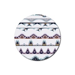 Illustrations Geometric Art Dividers Borders Rubber Round Coaster (4 Pack) by Wegoenart