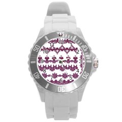 Illustration Geometric Art Dividers Digital Art Round Plastic Sport Watch (L)