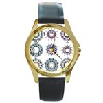 Illustration Pattern Geometric Art Dividers Digital Art Round Gold Metal Watch Front