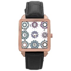 Illustration Pattern Geometric Art Dividers Digital Art Rose Gold Leather Watch  by Wegoenart