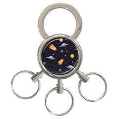 Cosmos Rocket Spaceships Ufo 3-ring Key Chain by Wegoenart