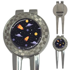 Cosmos Rocket Spaceships Ufo 3-in-1 Golf Divots by Wegoenart