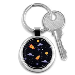 Cosmos Rocket Spaceships Ufo Key Chain (round) by Wegoenart