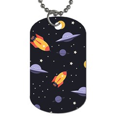 Cosmos Rocket Spaceships Ufo Dog Tag (two Sides) by Wegoenart