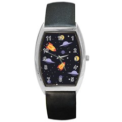 Cosmos Rocket Spaceships Ufo Barrel Style Metal Watch by Wegoenart