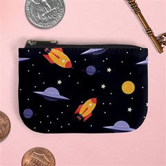 Cosmos Rocket Spaceships Ufo Mini Coin Purse by Wegoenart