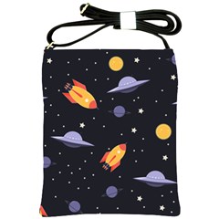 Cosmos Rocket Spaceships Ufo Shoulder Sling Bag by Wegoenart