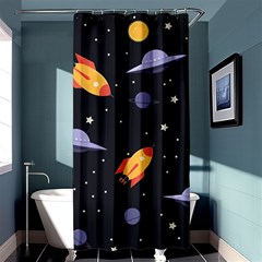 Cosmos Rocket Spaceships Ufo Shower Curtain 36  X 72  (stall)  by Wegoenart