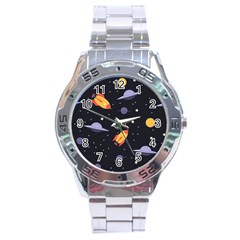 Cosmos Rocket Spaceships Ufo Stainless Steel Analogue Watch by Wegoenart