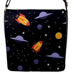 Cosmos Rocket Spaceships Ufo Flap Closure Messenger Bag (s) by Wegoenart